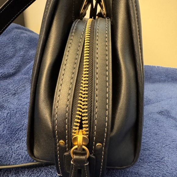Coach Rogue 31 Black Leather Satchel with Gold Accents - Picture 3 of 9